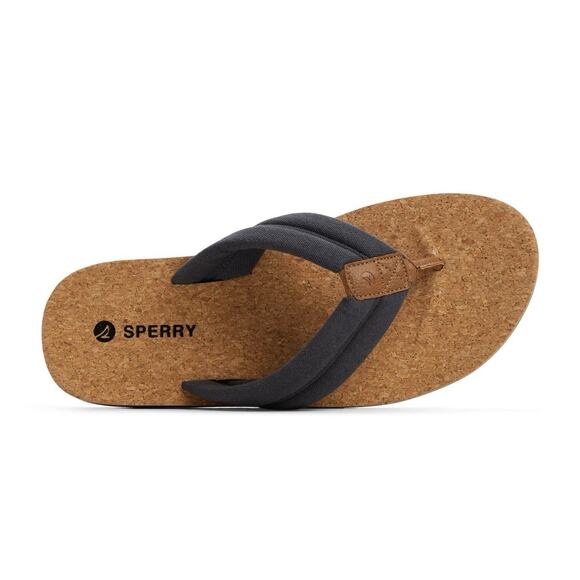 Men\'s Sperry Porto Leather Thong Sandals Black Noir Size 8 Brand New In Box main image 4